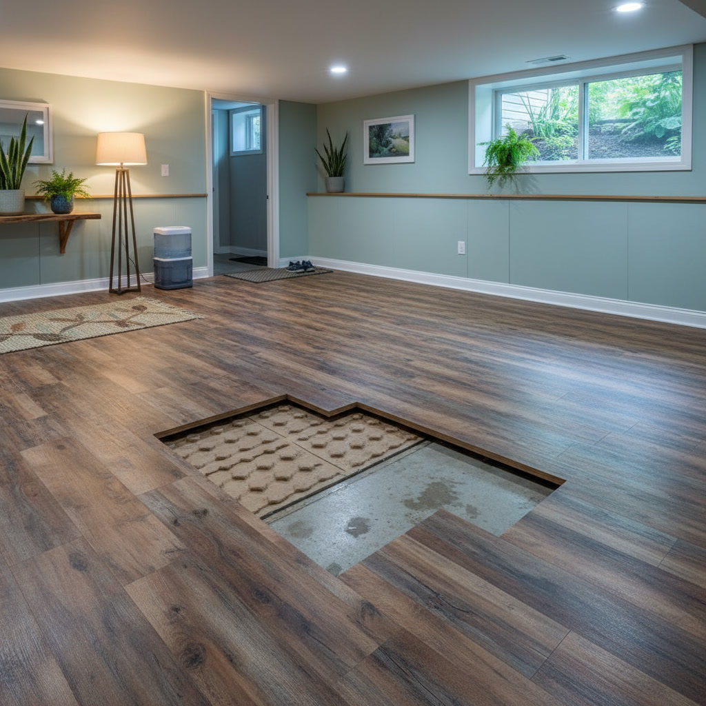 moisture-resistant basement flooring options installed in Connecticut home