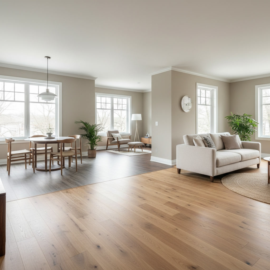Rocky Hill living room showcasing hardwood laminate and vinyl flooring design options