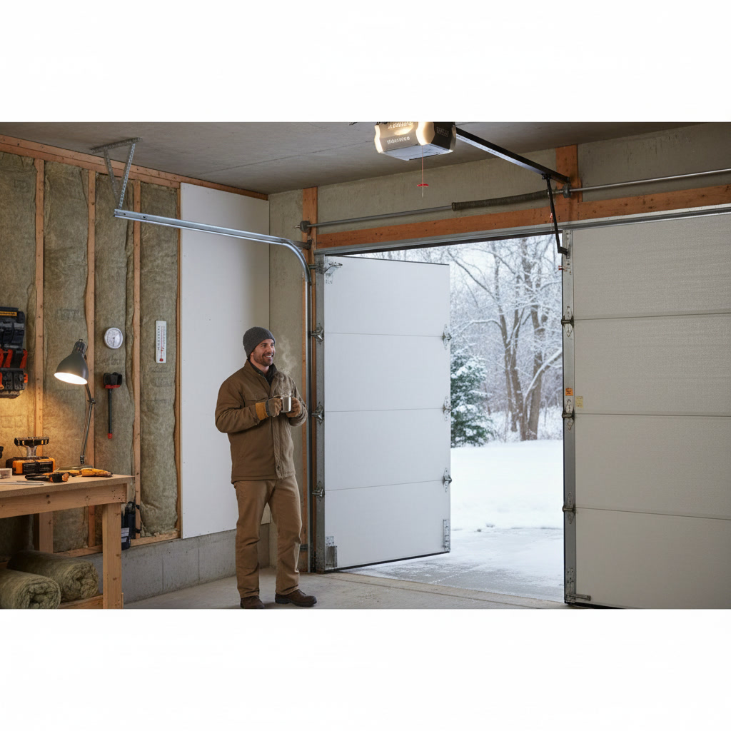 Uninsulated metal garage door panels in Newington Connecticut home