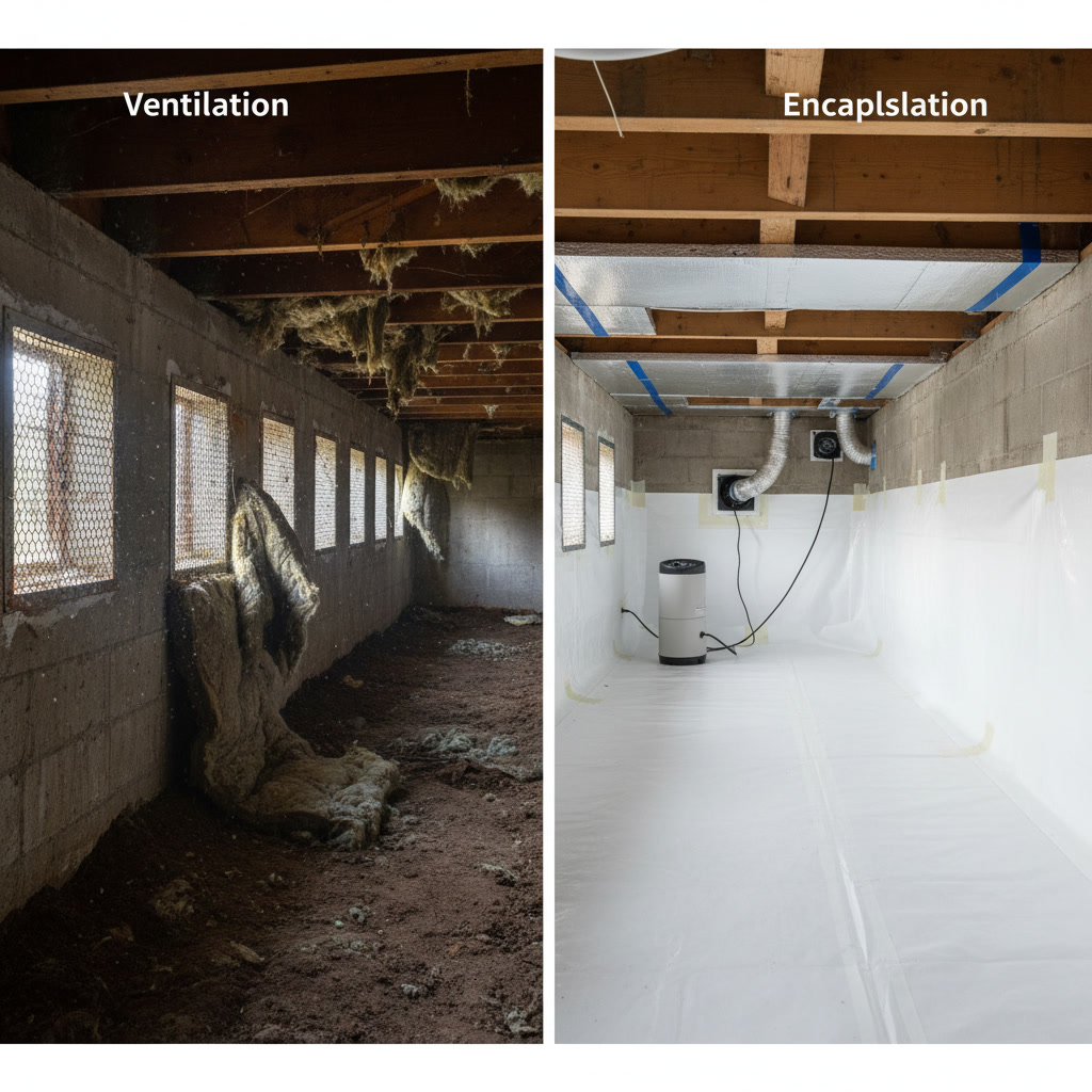 Professional crawl space insulation contractor working in Portland CT