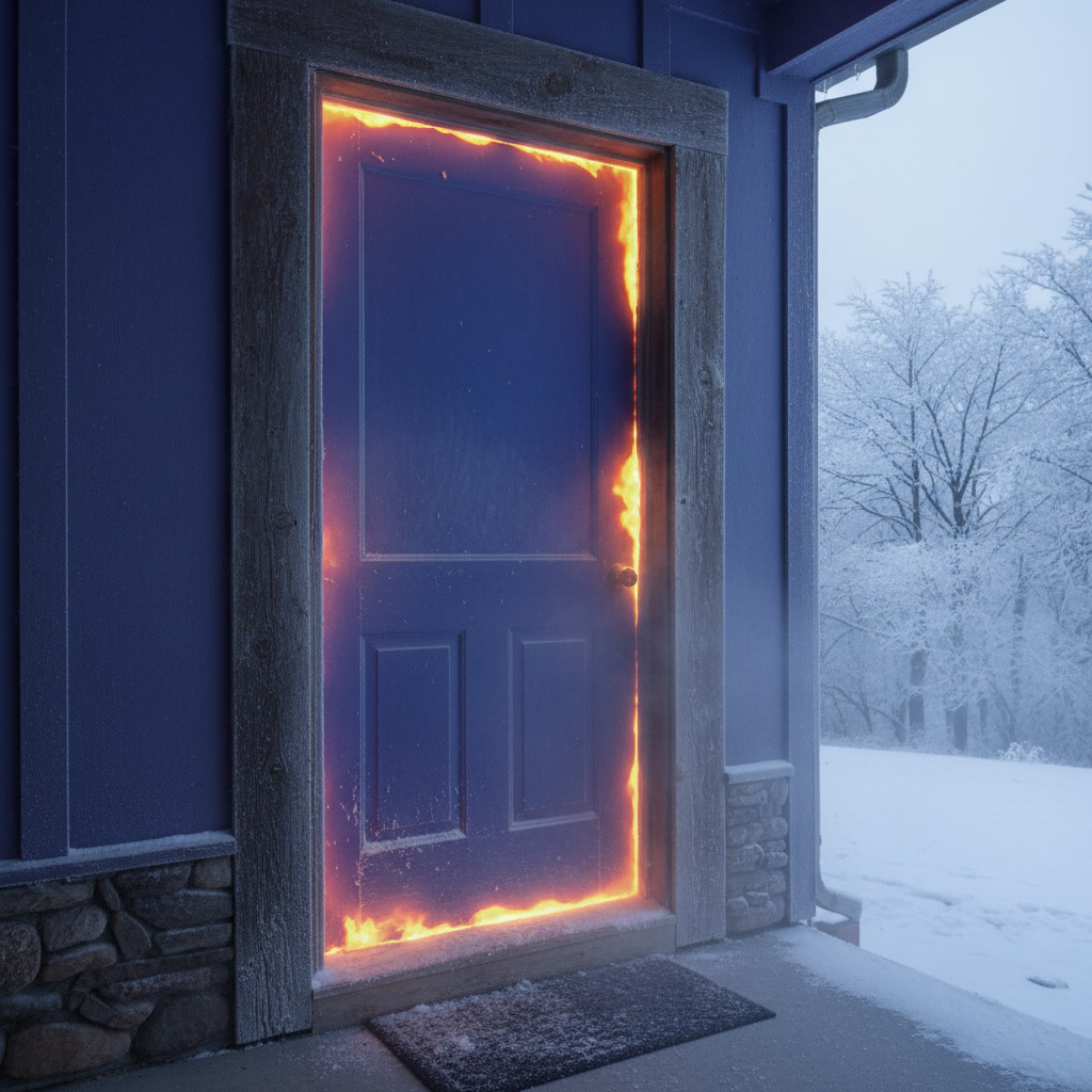 drafty exterior door with visible gap showing air infiltration
